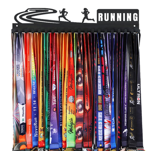 Goutoports Medal Holder Display Hanger Rack Frame for Sport Race Runner-Running Medal Hanger Display-Sturdy Black Steel Metal Over 60 Medals Easy to Install-HOL37
