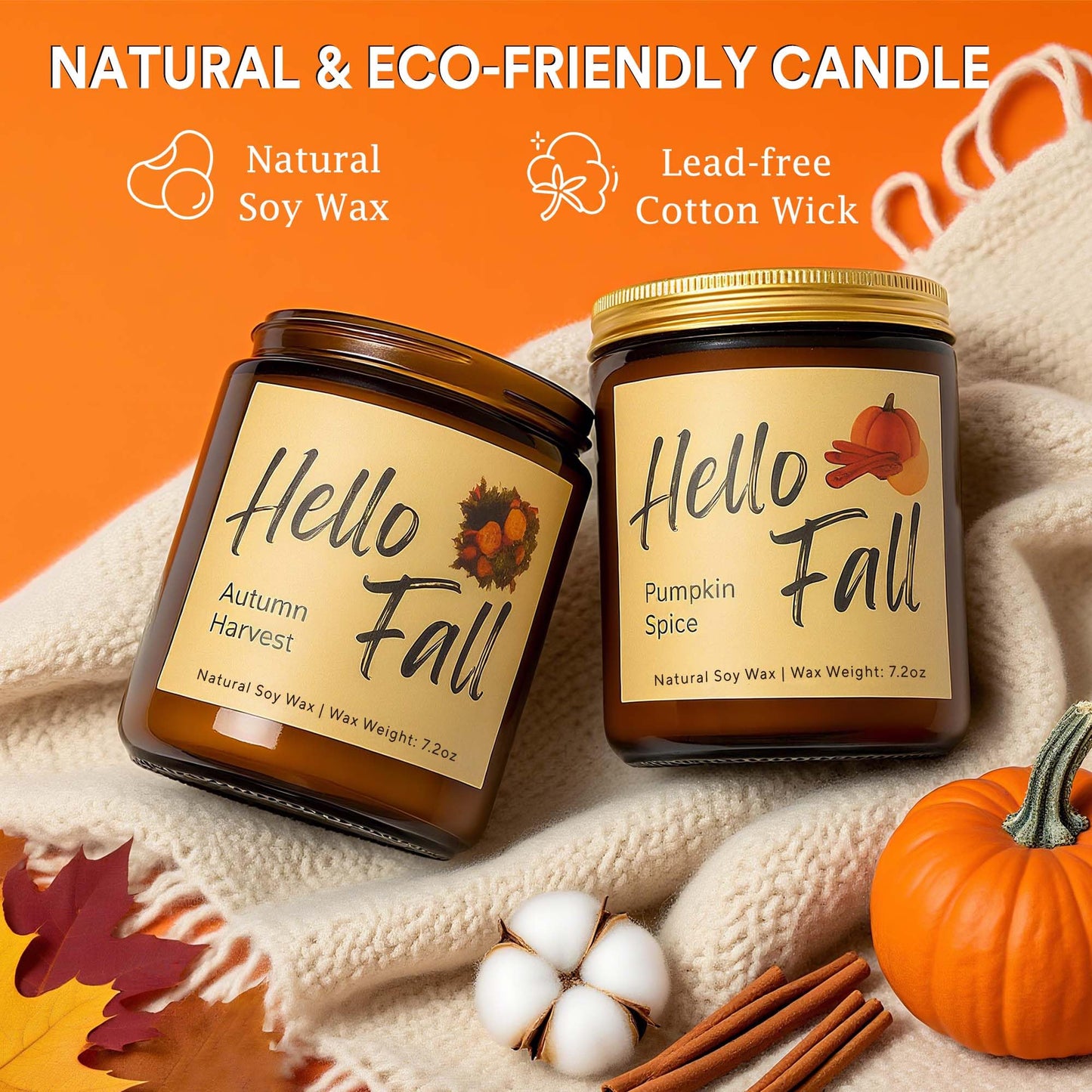 Lihome Fall Candles, Fall Decorations for Home - Fall Gifts for Women, Natural Soy Wax Scented Candles Set(4pcs)