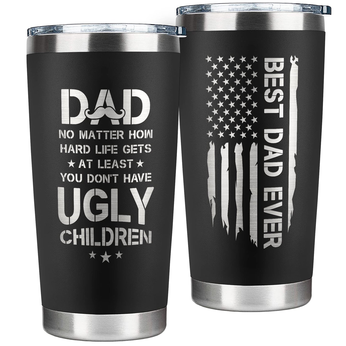 KATLADIZ Gifts for Dad from Daughter, Son - Fathers Day Gift for Dad - Birthday, Father's Day, Christmas Gifts for Dads - New Papa Daddy Stepdad Ideas for Men - 20 Oz Stainless Steel 2-sided Tumbler