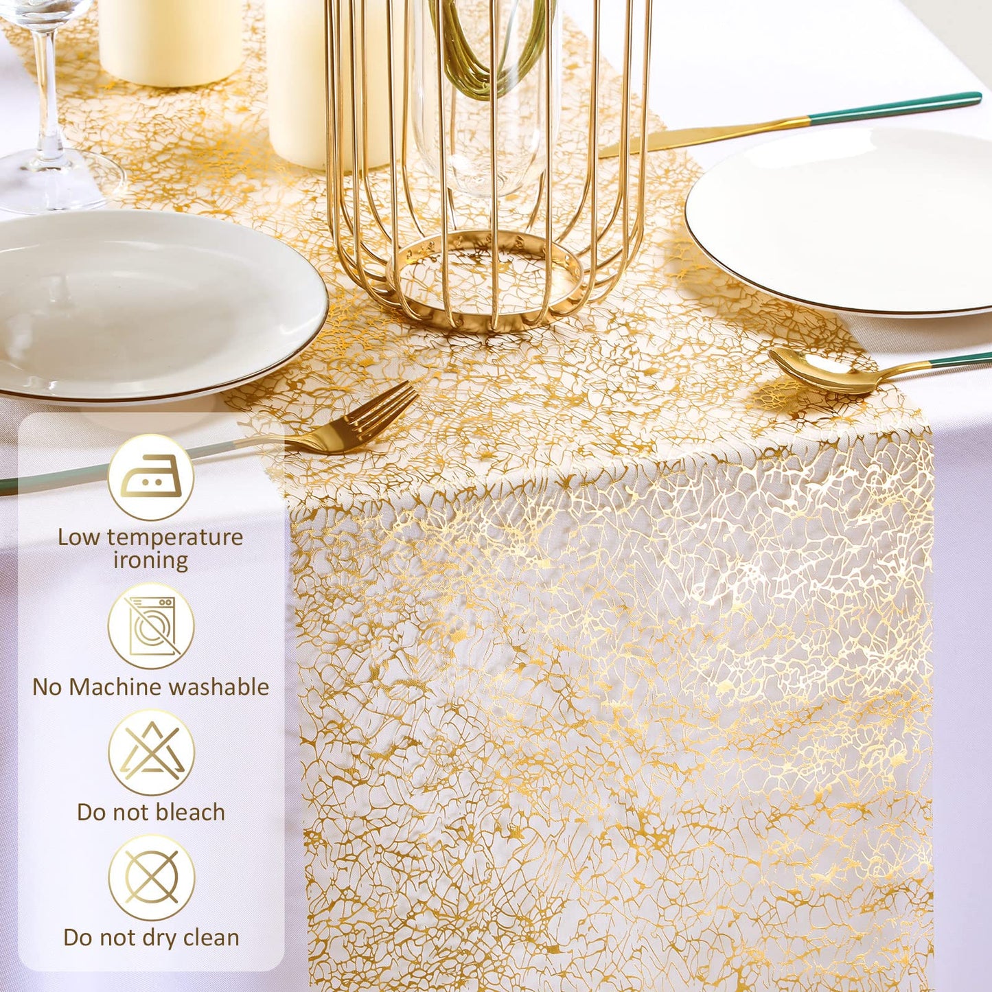 Chumia 12 Pieces Gold Table Runner 12 x 85 Inch Sequin Glitter Table Runner Roll Metallic Thin Mesh Fabric Decor for Party Wedding Shower Birthday Baby Shower Party Supplies