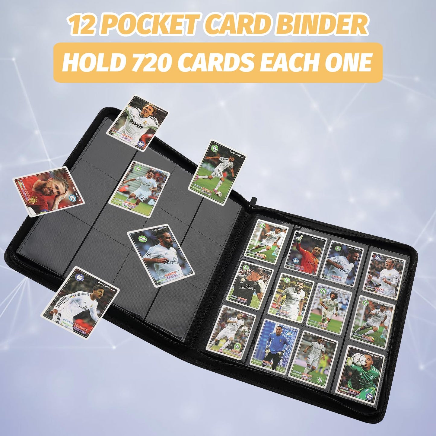 Trading Card Binder 12 Pocket, GERMUN PU Cover Card Binder for 720 Cards, Premium Trading Card Holder Folders, Double Sided Pocket Card Album for MTG, TCG (Purple)