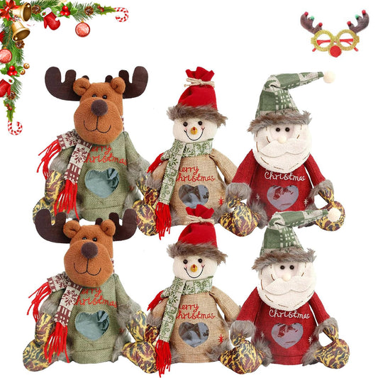 Yummst 2025 New Christmas Gift Bags Zipper Design, Christmas Doll Gift Bags, Can Hold 500g Apples, Large Fabric Gifts Bags, Reusable Christma Bag for Presents Candy Fruit and Festival (6PCS)