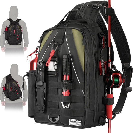 Ghosthorn Fishing Tackle Backpack Storage Bag - Outdoor Shoulder Backpack - Fishing Gear Bag Large Black