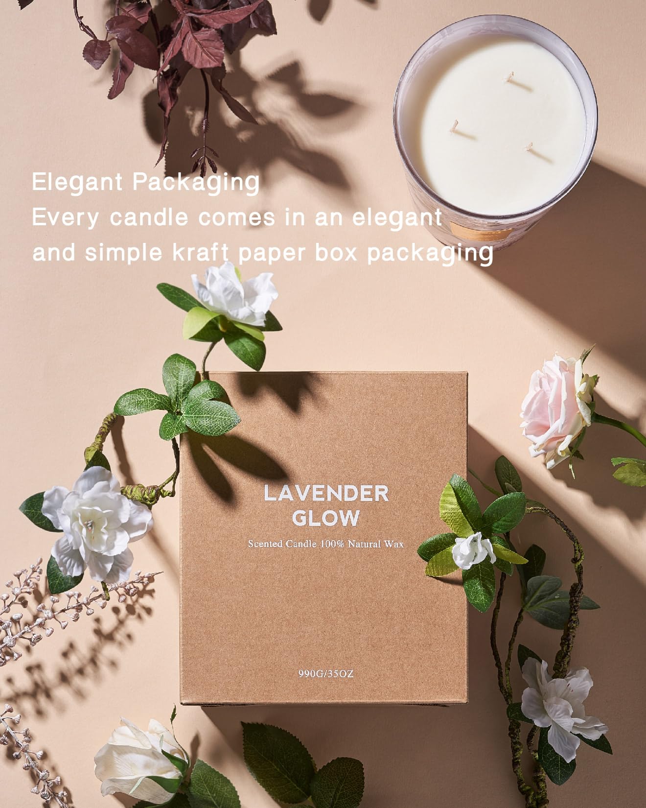 M&SENSE Extra Large Candle Creamy Vanilla Scented, 3-Wick 35oz 150H Long Lasting, Natural Soy Wax Aromatherapy Candle for Stress Relief, Home Fragrance Housewarming Gifts Candle for Home Decor