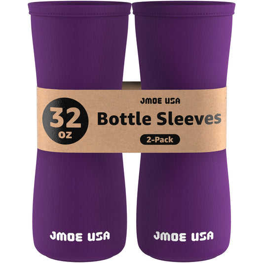 Jmoe USA 32oz Sleeve for Cirkul Water Bottle | Fits 32 oz Plastic and Stainless Steel Bottles | Neoprene Sweat Absorbing Material | Fitted Design | 2-Pack | Insulated Cover (Purple)