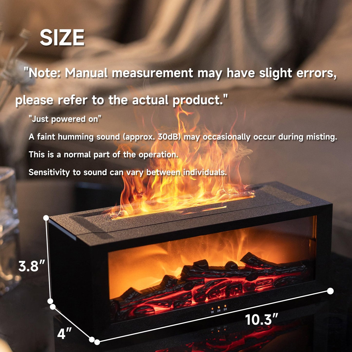 Fireplace Flame Air Diffuser Humidifier,7 Colors Aromatherapy Essential Oil Diffuser,Ultrasonic Aroma Humidifier with Timer for Home,Bedroom,Office,Yoga (BlackB, L)