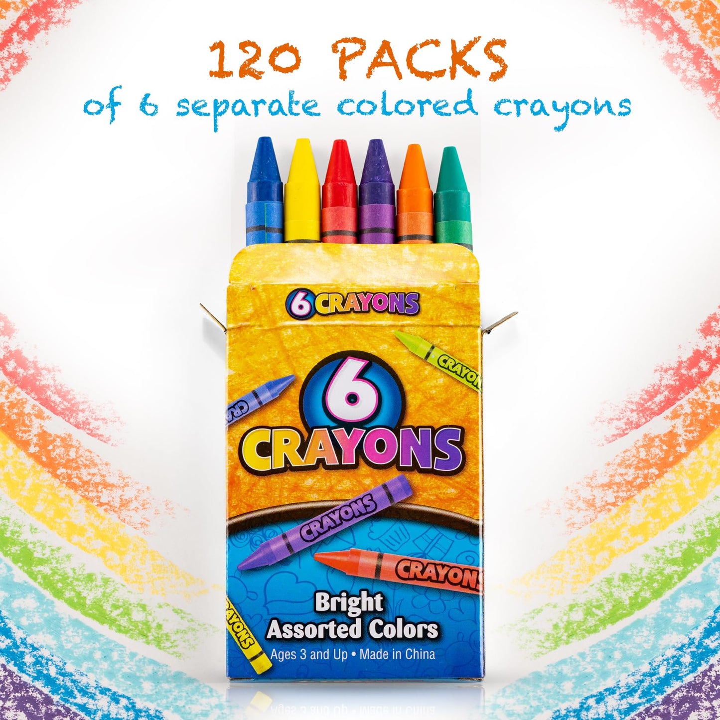 Bedwina Bulk Crayons - Case of 120, 6-Packs Total 720 Crayons Bulk School Supplies for Kids, Toddlers, Teachers, Restaurants & Classrooms, Nontoxic Travel, Party Favors, Goody Bags, Stocking Stuffers