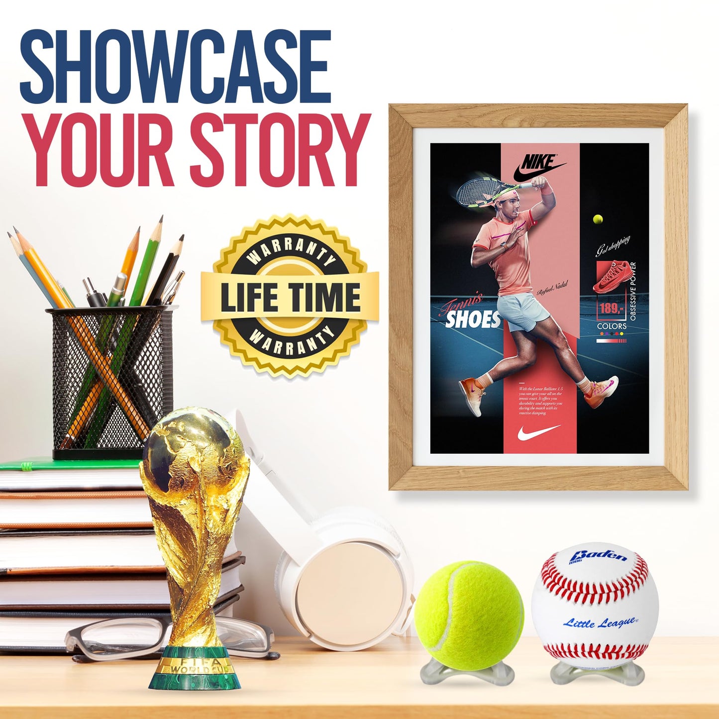 Small Ball Cradle Display Stand - Baseball, Softball and Tennis Ball Holder - Made in USA - Baseball Display Stand, Softball Display Stand, Tennis Ball Display Stand (Purple)