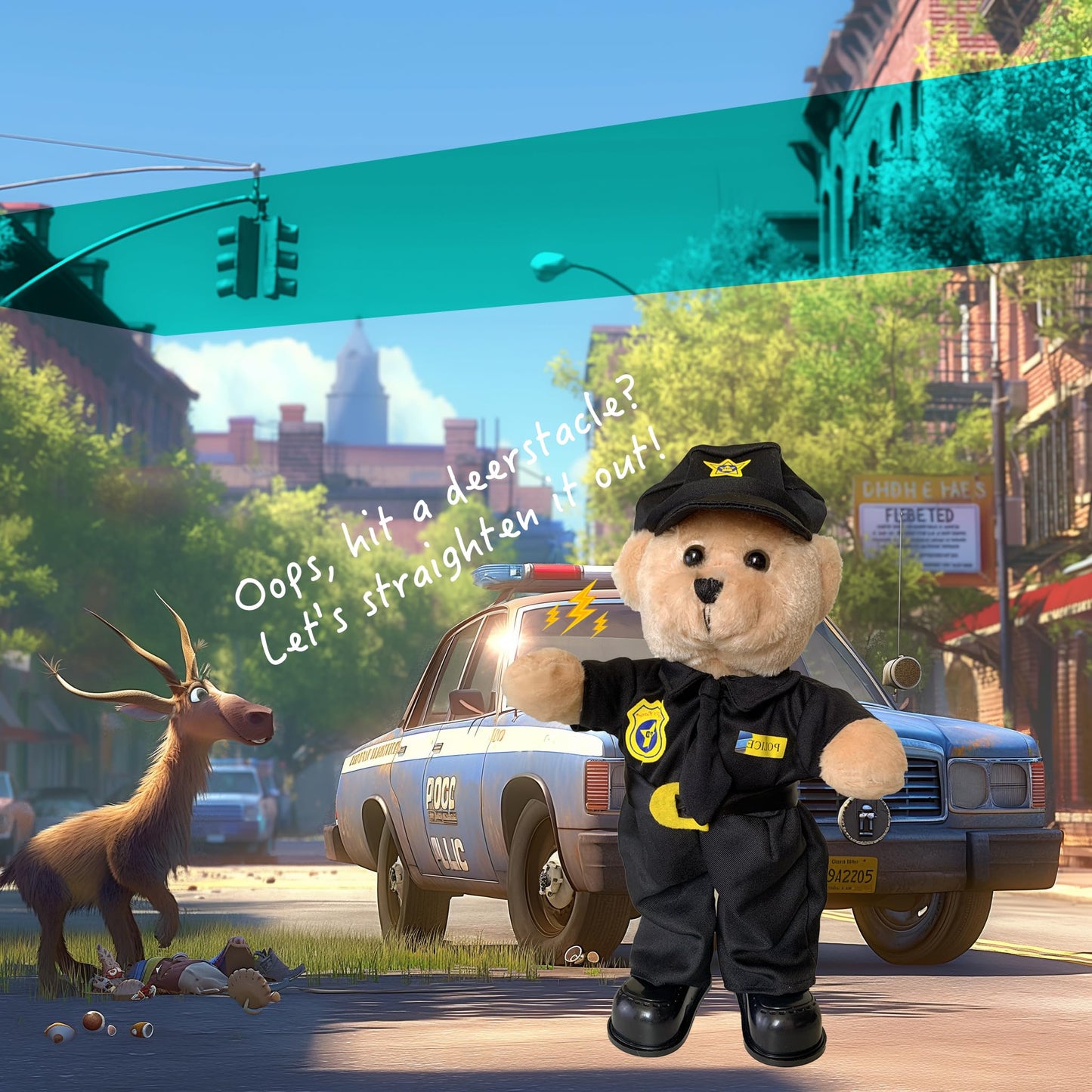 Singing Dancing Police Teddy Bear Playing Bad Boys What You Gonna DO Song – Musical Interactive Stuffed Animal Plush Cop Toy for Kids Adults, 14”