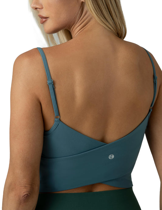 Colorfulkoala Women's Dreamlux Crop Tank Tops with Built in Bra Adjustable Spaghetti Strap Padded Sleeveless Workout Yoga Camisole(L, Dark Jasper)
