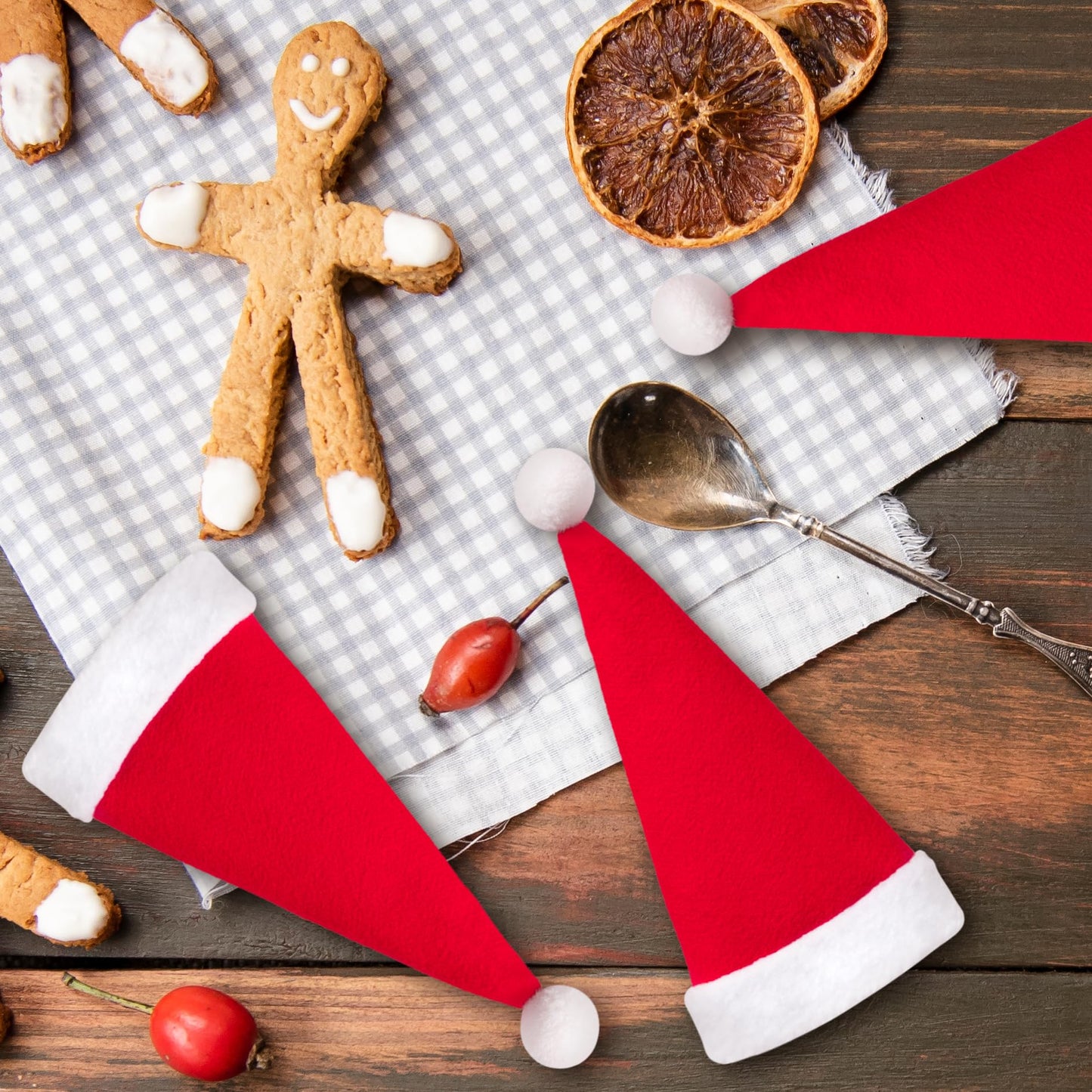 jollylife 38Ct Christmas Santa Hats Silverware Holders - Xmas Party Dinner Table Dinnerware Decorations Supplies Flatware Decor