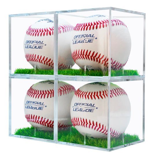 Fanslgeolsy Baseball Display Case, UV Protected Acrylic Clear Baseball Holder, Turf Baseball Stand, Prevent Baseballs from Moving, Fit for Official Size Baseball