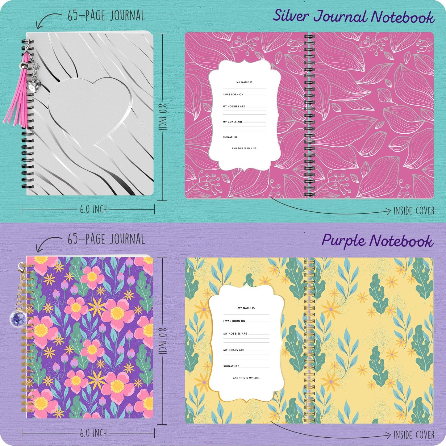 2-Pack DIY Journal Kit - Gifts for Girl Ages 8 9 10 11 12 13 14 Year Old - Cool Birthday Gifts Ideas for Girls - Art & Crafts for Tween Kid - Teen Girls Trendy Stuff - Scrapbook & Diary Supplies Set