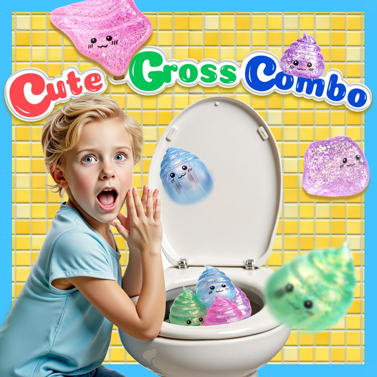 Fidget Toys for Kids & Adults: 4 Pack Poop Prank Gross Sensory Squeeze Toy - Large Size, Stress Anxiety Relief Balls, Gag Gifts for Girls Boys Teens Party Favors, Toys for Ages 6 7 8 12 Years Old