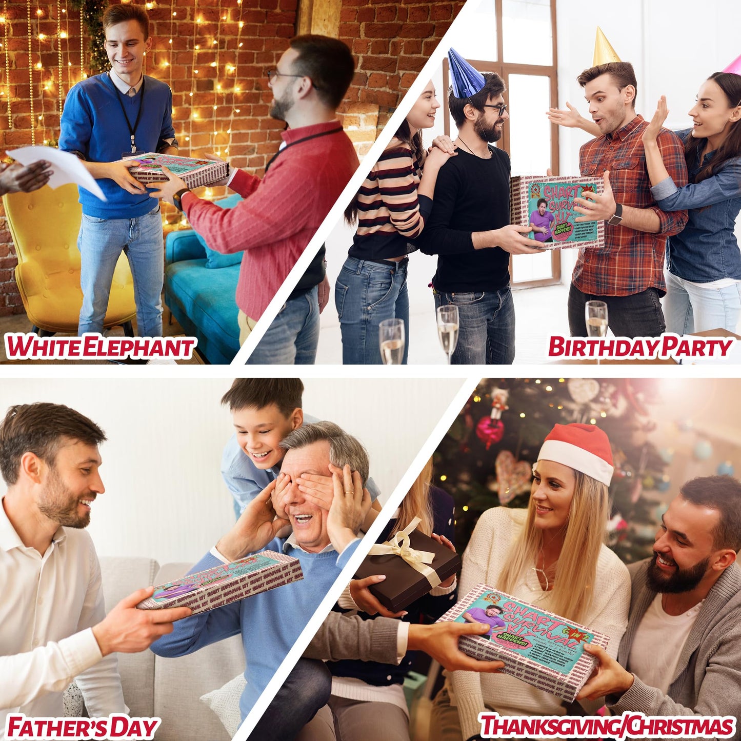 RUNNING HOT Shart Survival Kit, Funny Gifts for Men, White Elephant Gift, Gag Prank Box, Hilarious Gifts, Novelty Gift Set for for Family Friends, 6 in 1, Survival Guide & More