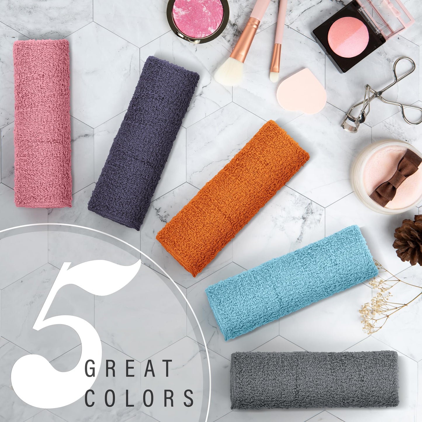 DecorRack 10 Pack 100% Cotton Wash Cloth, Luxurious Soft, 12 x 12 inch Ultra Absorbent, Machine Washable Washcloths, Assorted Set 4 (10 Pack)