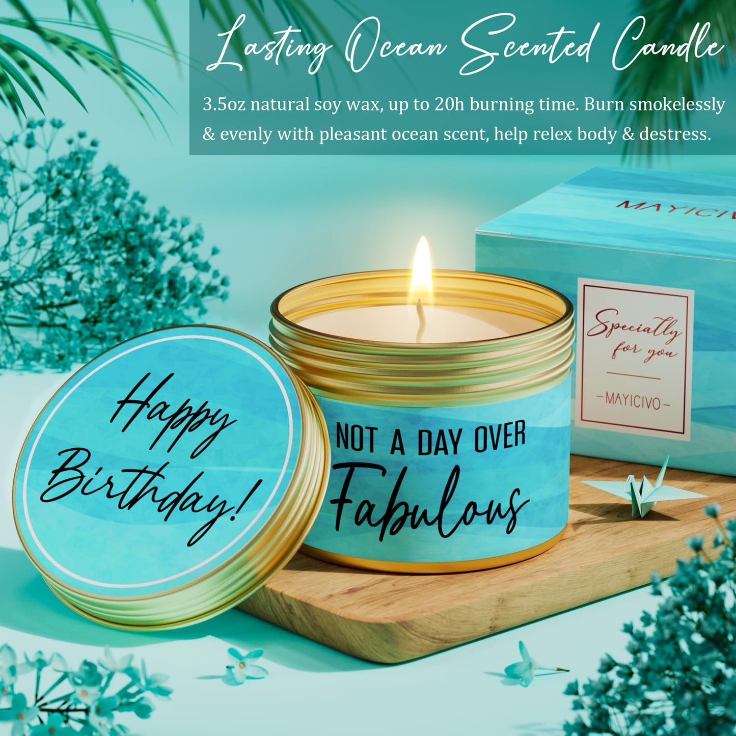 Birthday Gifts for Women Friendship, Unique Happy Birthday Gifts Basket for Mom Her Best Friend Sister Wife Girlfriend Coworker, Luxury Self Care Box Ocean Relaxing Spa Gifts Set for Women w/ Blanket