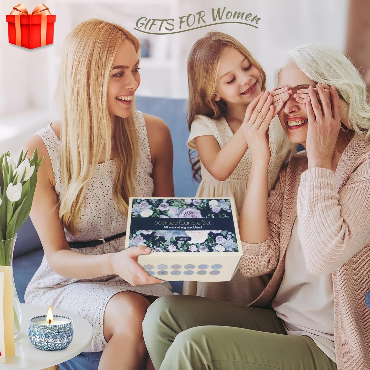 Scented Candles Gift Set, 12 Pack Aromatherapy Candles for Women, Candles for Home Scented, 300H Long Burning, Soy Wax Candle Set, Gifts for Mom Women SPA Birthday Anniversary Stocking Stuffers