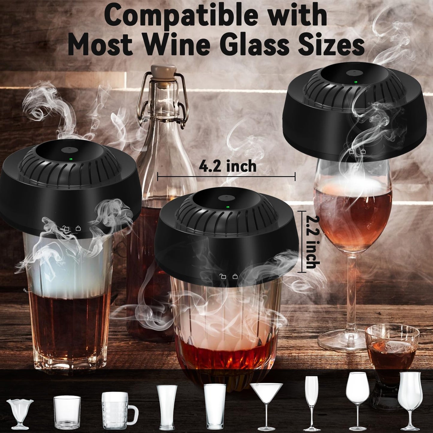 Whimypey Electric Whiskey Smoker Kit with 6 Wood Chips, Electric Cocktail Smoker Kit Built-in Lighter, No Butane Needed, Gifts for Christmas, Gifts for Men, Dad, Husband