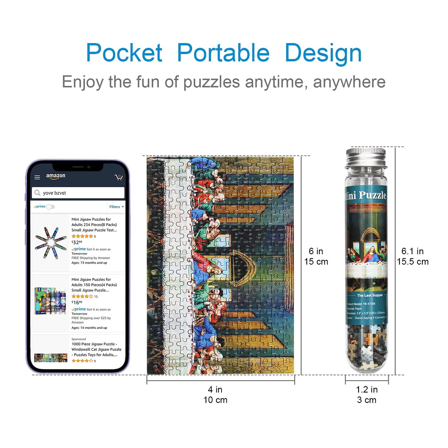 Mini Jigsaw Puzzles for Adults 234 Pieces - Test Tube Puzzle Challenging Micro Jigsaw - Difficult Tiny Home Decor Entertainment 6x4in (8 Pack-3)