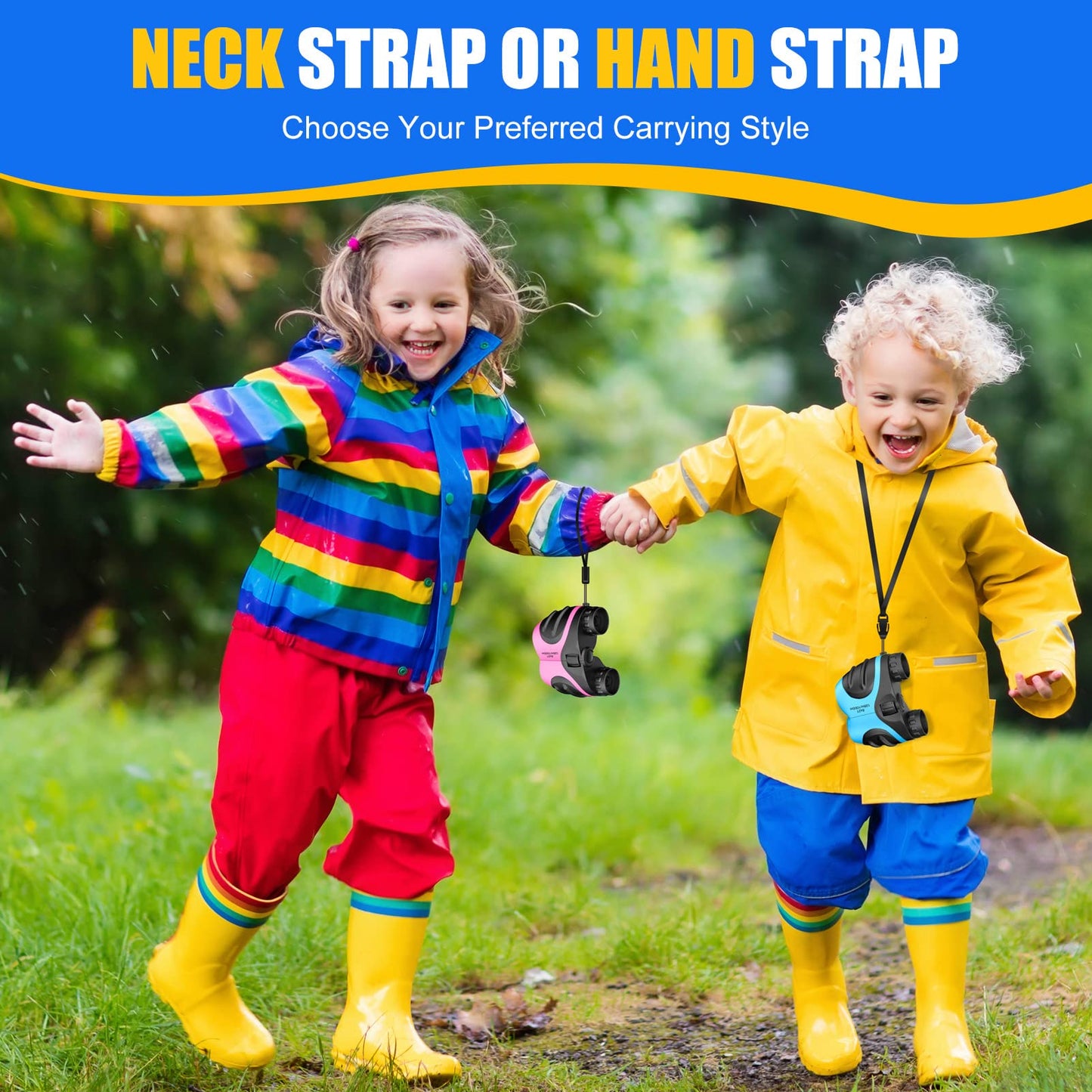 LET'S GO! Binoculars for Kids Boys, Outdoor Toys for 3-9 Year Old Boy New Best Gifts for 3-9 Year Old Boys Christmas Xmas Stocking Stuffers Fillers for Boy Blue