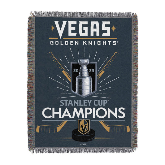 Northwest NHL Vegas Golden Knights 2023 NHL Stanley Cup Champions Woven Tapestry Throw Blanket, 48" x 60", Stick Burst