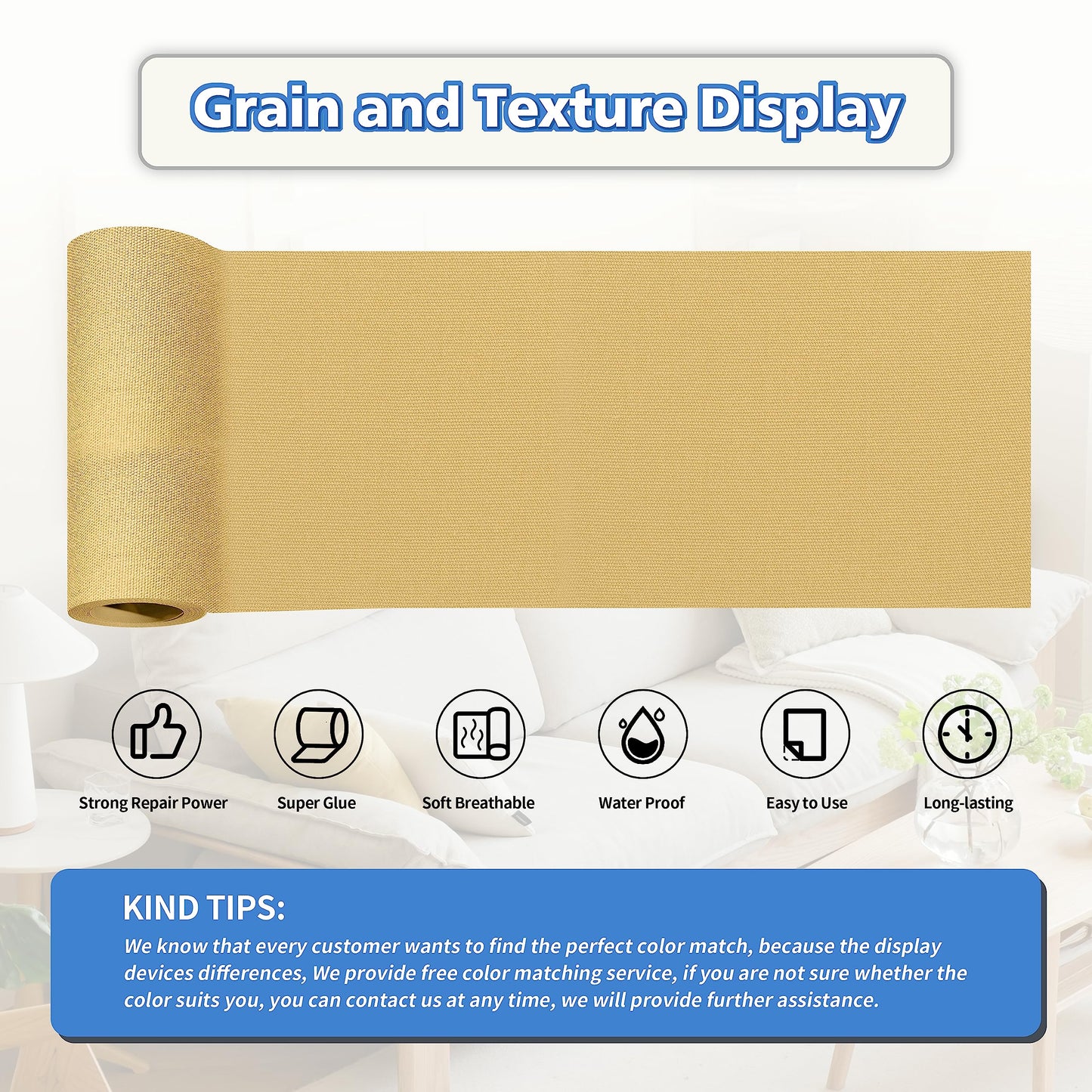 KING MOUNTAIN Canvas Repair Tape,Outdoor Gear Patch, 4×63 Inches,Waterproof,Self-Adhesive for Repairing Boat Covers,Sun Shades,Sofas,Tents,Lounge Chairs,Awnings (Beige-1)
