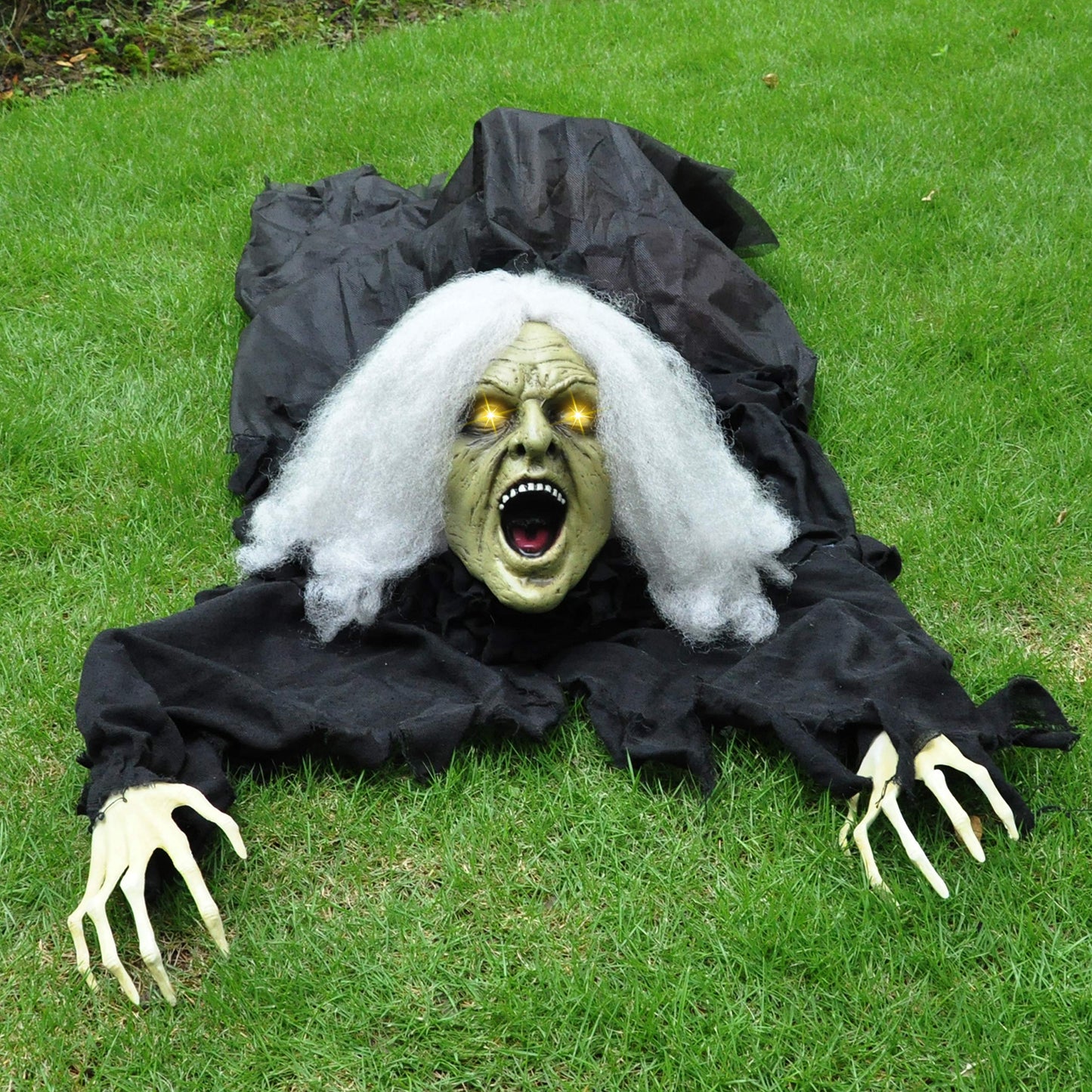 JOYIN Zombie Halloween Decoration Outdoor Witch Groundbreaker Halloween Graveyard Decor Outside, Scary Zombie Props with Sound Effect & Lighted Eyes for Haunted House, Lawn Yard Decorations