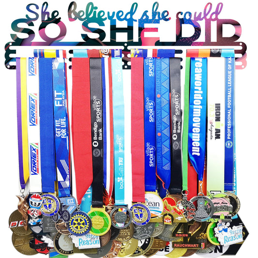 Lapetale Fashion Medal Hanger Holder Display Wall Rack Frame Shelf in 16" Long-Medal Hanger Awards Ribbon Cheer,Gymnastics,Soccer,Softball Holder Display Custom Rack for Sports Medals Easy to Install