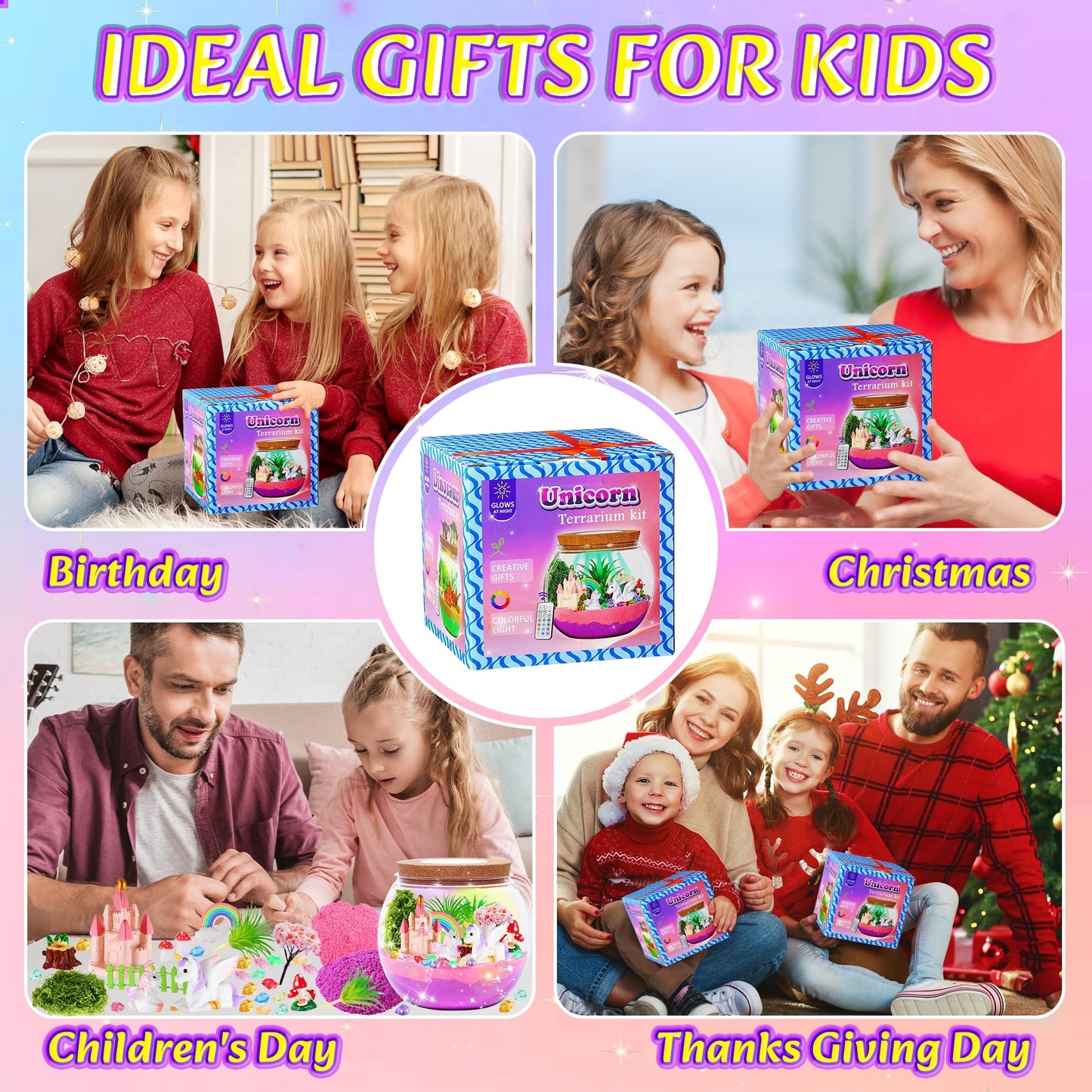 Hannstar Unicorn Terrarium Crafts Kit for Kids-LED Night Light Up & Remote Unicorn Birthday Gifts Toys for Girls Ages5 6 7 8 9 10 Year Old-Christmas Gifts for Girls