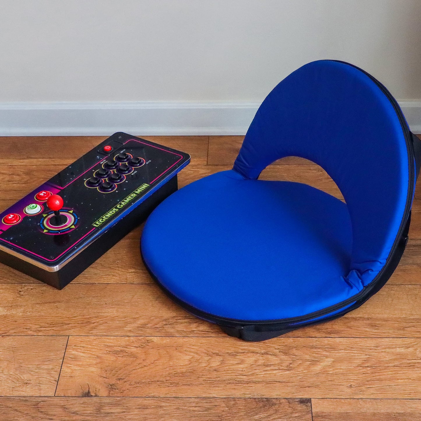 Trademark Innovations Picnic-OVA-BU Portable Multiuse Recliner Stadium Seat, Adjustable, Blue