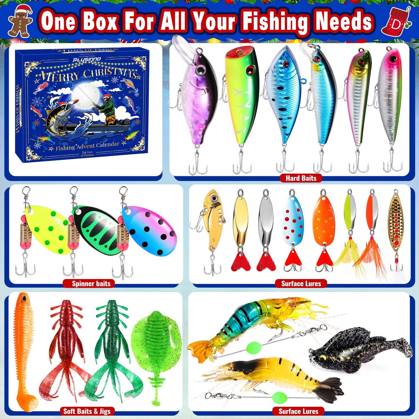 Advent Calendar 2025 Adult Fishing Advent Calendar Fishing Gifts For Men Teens Boys 24 Days Christmas Countdown Calendar Fishing Tackle Lures Gifts For Men