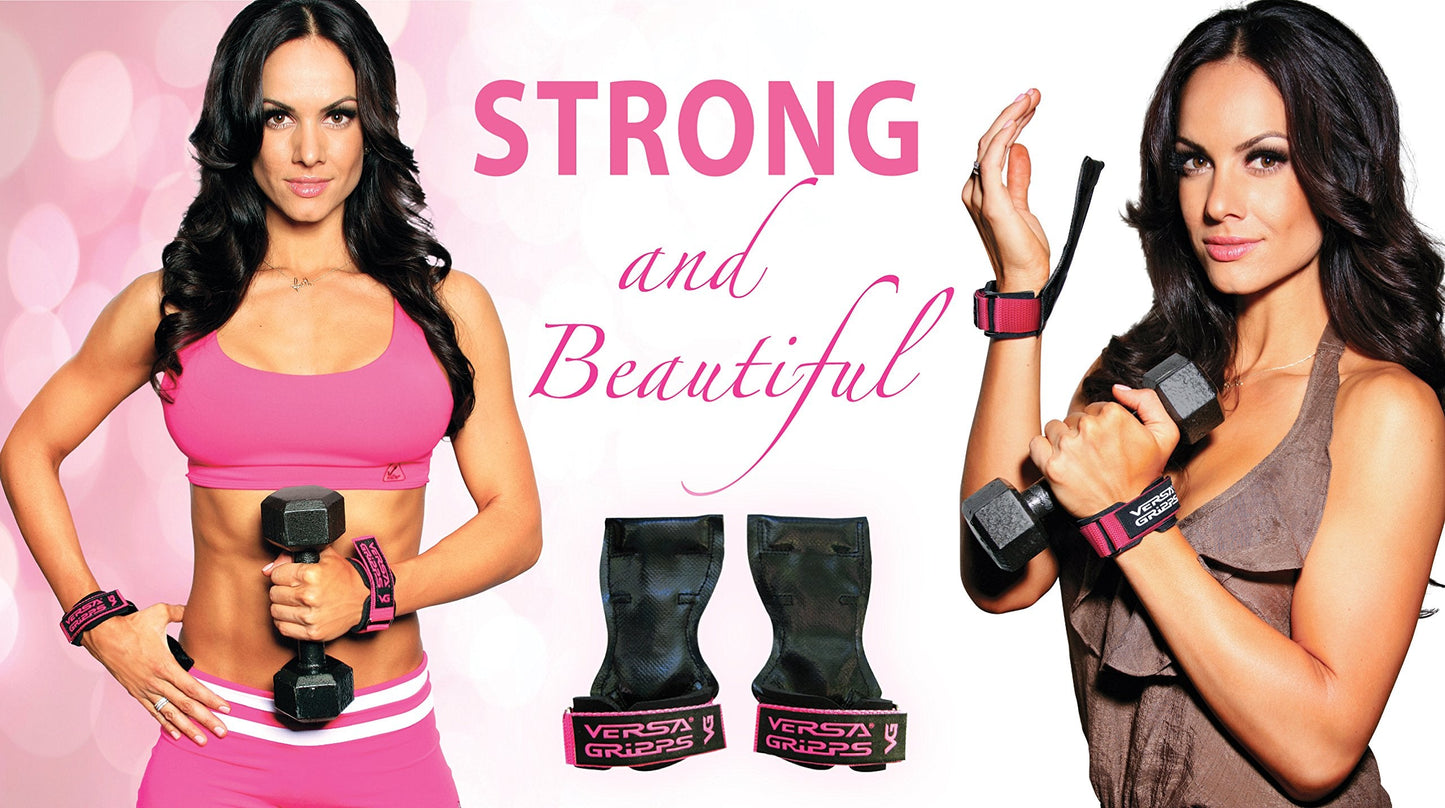 Versa Gripps® Fit, Made in the USA, Wrist Straps for Weightlifting Alternative, the Best Training Accessory, Pink, XS
