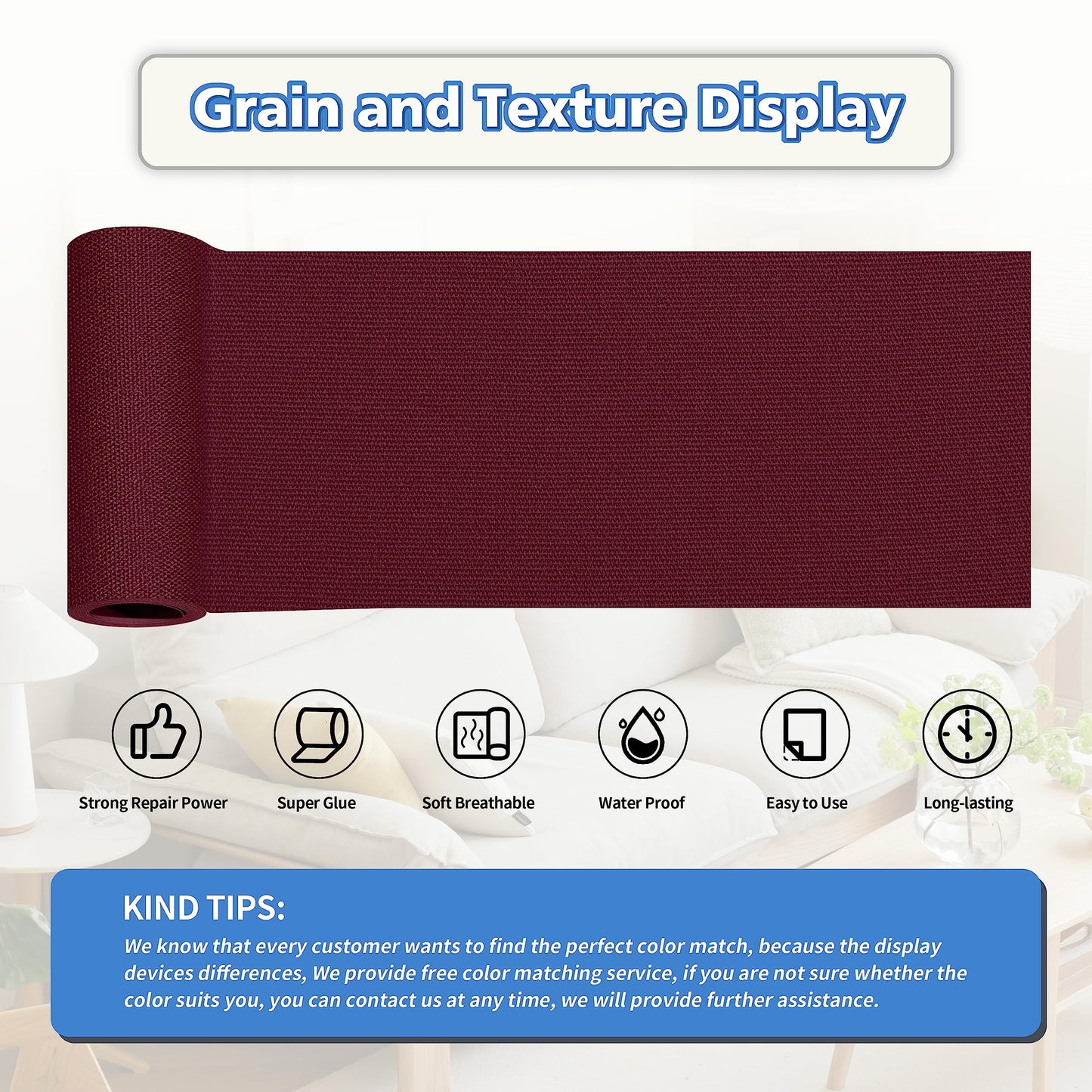 KING MOUNTAIN Canvas Repair Tape,Outdoor Gear Patch, 4×63 Inches,Waterproof,Self-Adhesive for Repairing Boat Covers,Sun Shades,Sofas,Tents,Lounge Chairs,Awnings (Burgundy)