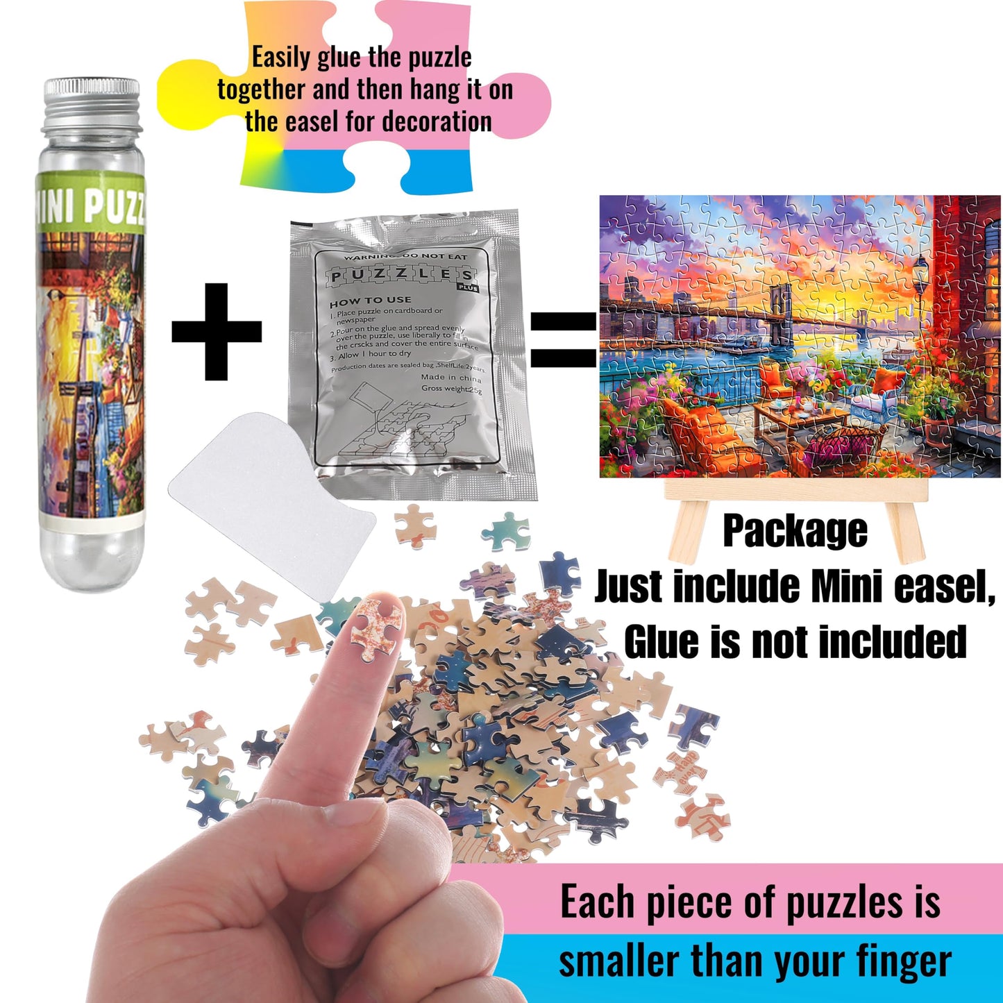 Small Jigsaw Puzzles for Adults 150 Pieces Vintage Streetscape Oil Painting Mini Jigsaw Puzzles Challenging Mini Puzzles Tiny Jigsaw Puzzles 6 x 4 Inches, 3 Pcs,Mini Easel Included