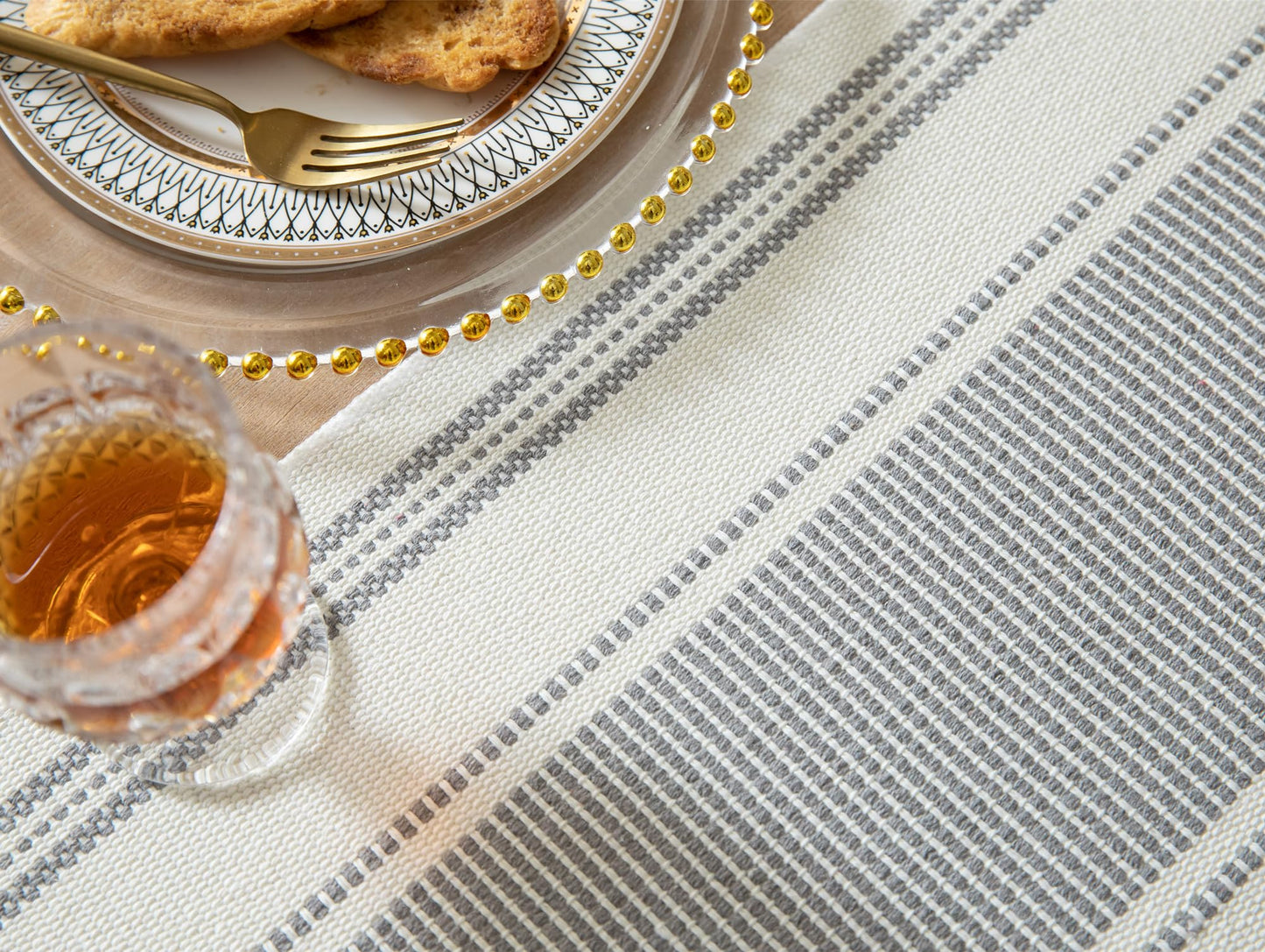 Caflife Boho Table Runner Grey Stripe for Modern Farmhouse Coffee Table Decor, Rustic Woven Runner with Handcrafted Tassels for Home Dining Table décor 13 x 72 Inch Long Visit The Store