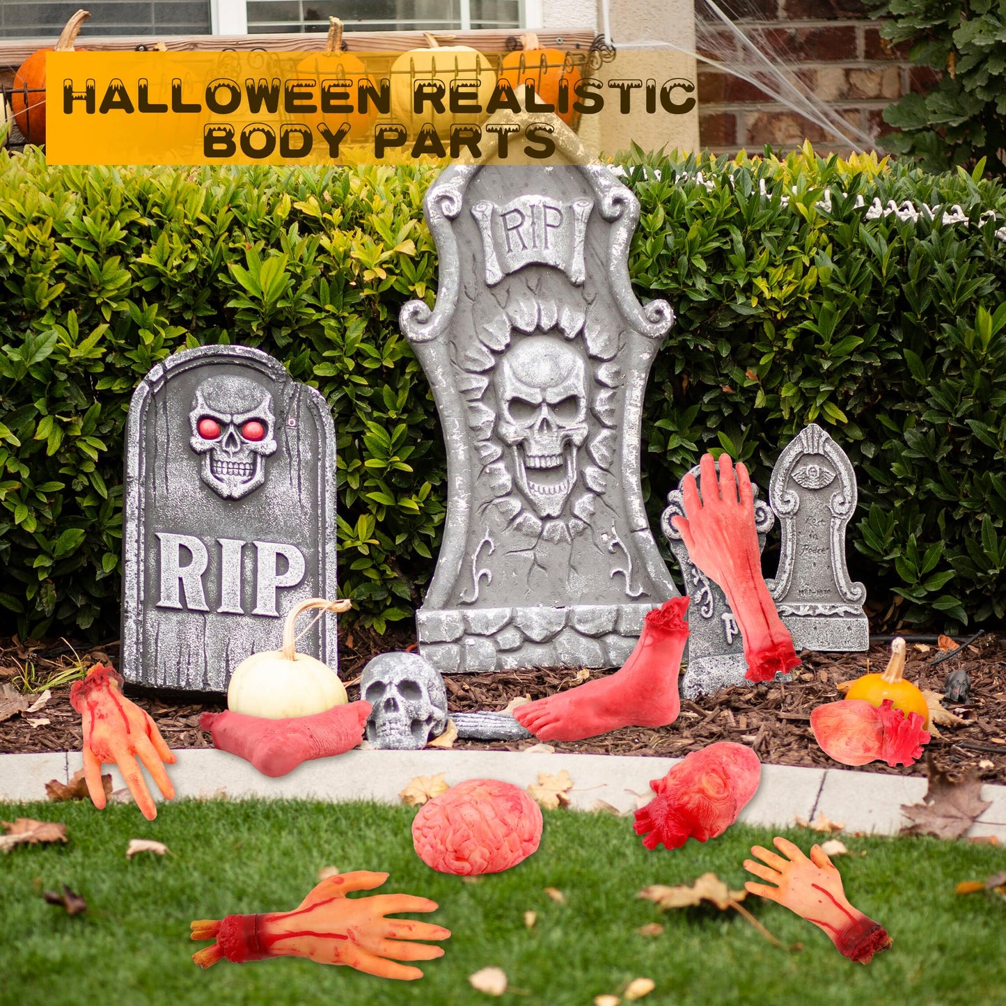 9 Pcs Halloween Fake Body Parts Realistic Fake Broken Hands Horror Prank Toys Broken Finger Props for Halloween Party Haunted House Party Decoration Supplies