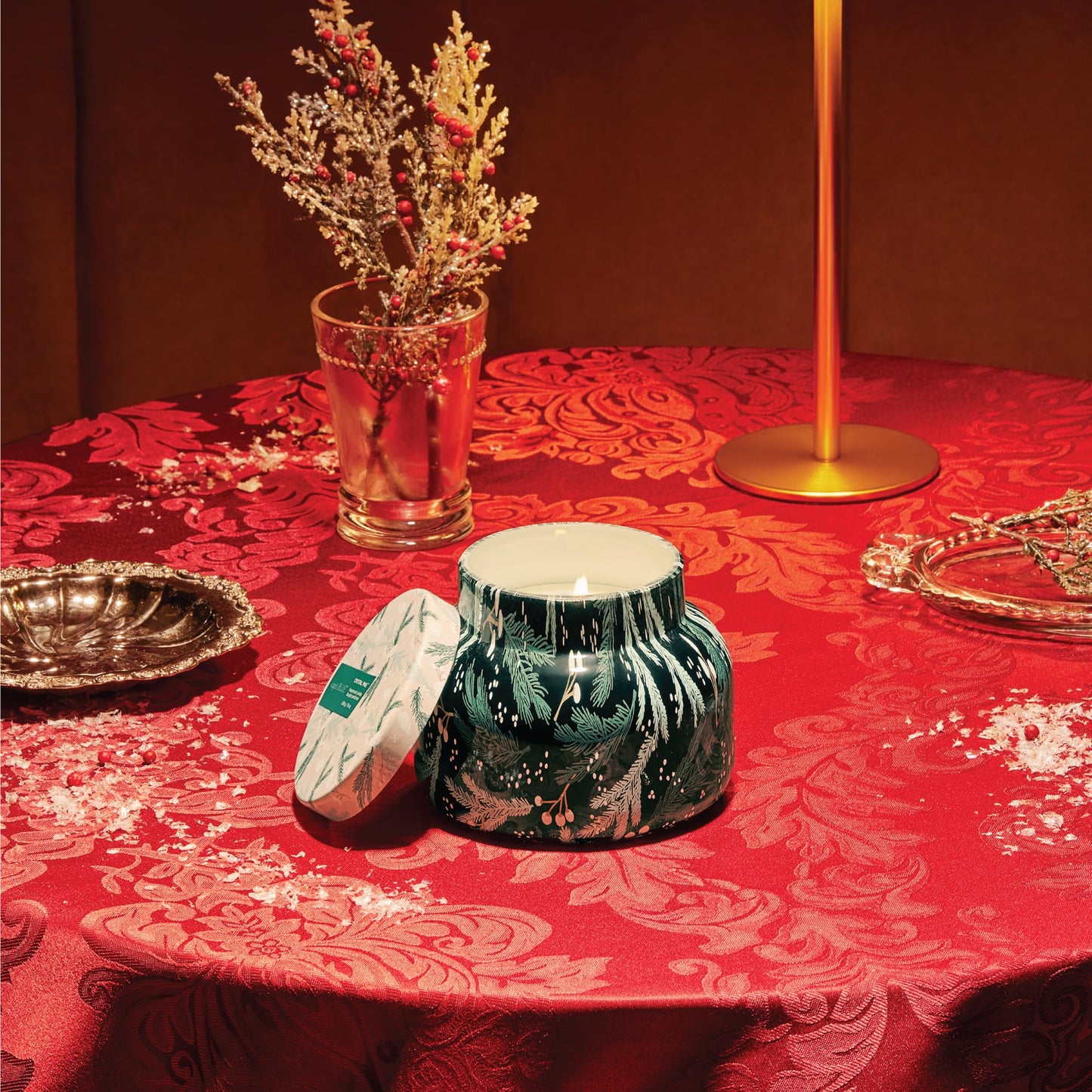 Capri Blue Pattern Play Signature Holiday Candle - Luxury Holiday Scented Candle for Home- Long Lasting Soy Wax Blend - Comes in Decorative Glass Jar (Crystal Pine, 19 oz)