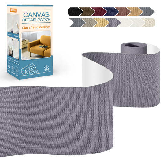KING MOUNTAIN Canvas Repair Tape,Outdoor Gear Patch, 4×63 Inches,Waterproof,Self-Adhesive for Repairing Boat Covers,Sun Shades,Sofas,Tents,Lounge Chairs,Awnings (Grey)