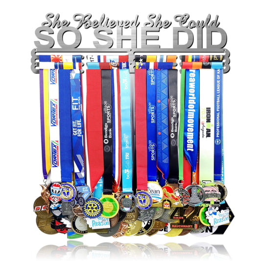 Lapetale Fashion Medal Hanger Holder Display Wall Rack Frame Shelf in 16" Long-Medal Hanger Awards Ribbon Cheer,Gymnastics,Soccer,Softball