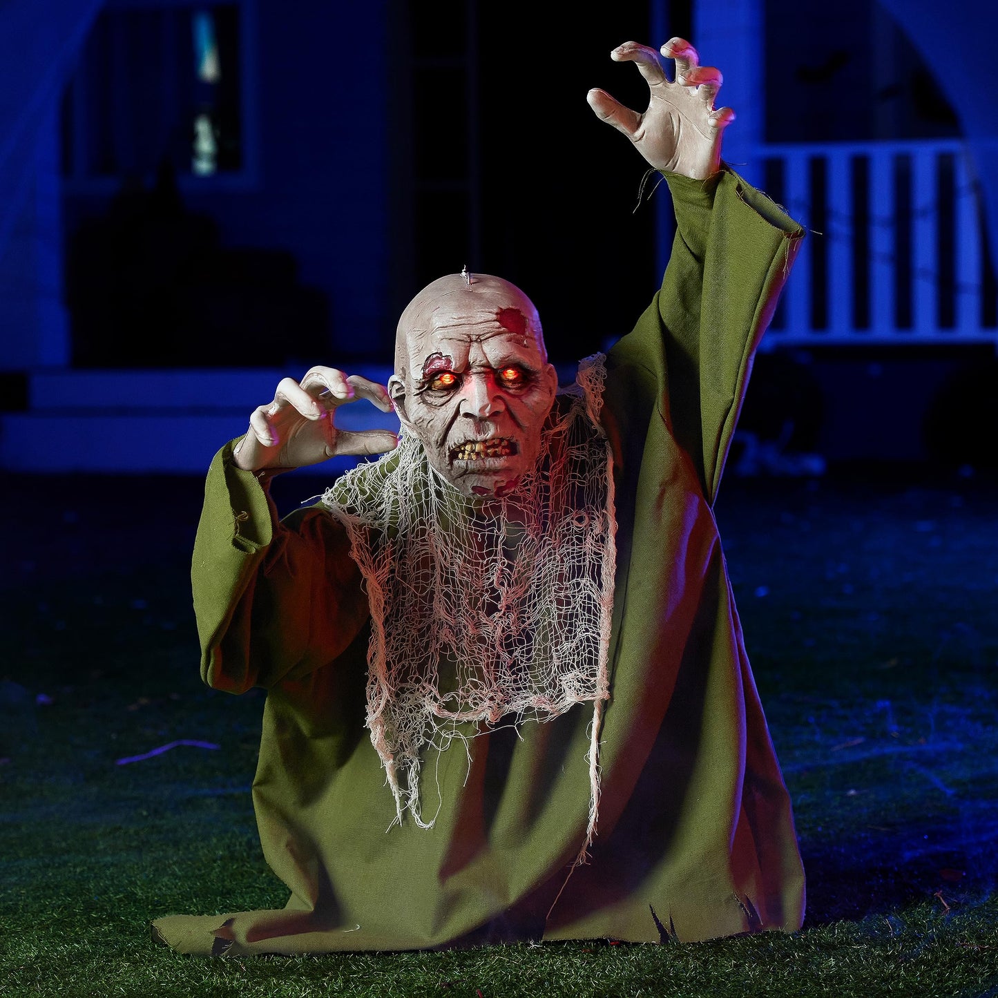 JOYIN Halloween Animated Zombie Groundbreaker Outdoor Decor with Light Up Eyes Creepy Animatronic Decorations with Movable Arms for Halloween Party Prop and Lawn Patio Yard Outside Decorations