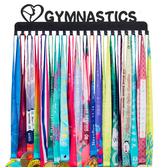Goutoports Gymnastics Medal Holder - Medal Hanger Display - with 20 Hooks Hold Up 60 Medals - Equipped with Mounting Accessories Easy to Install Easy to Use