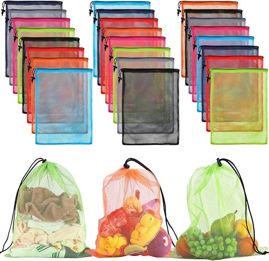 iMucci 13"X15.5" 100Pcs Mesh Laundry Drawstring Bag Nylon Drawstring Gym Bag with Cord Lock Closure