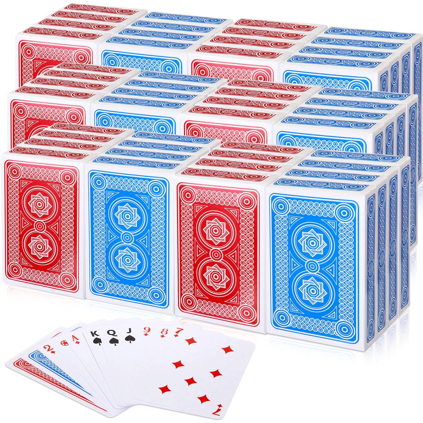 Zubebe 48 Pack Playing Cards Bulk Deck of Cards Standard Index Red and Blue Standard Playing Poker Size Travel Playing Item for Activities Party Supplies Games Novelty Gift