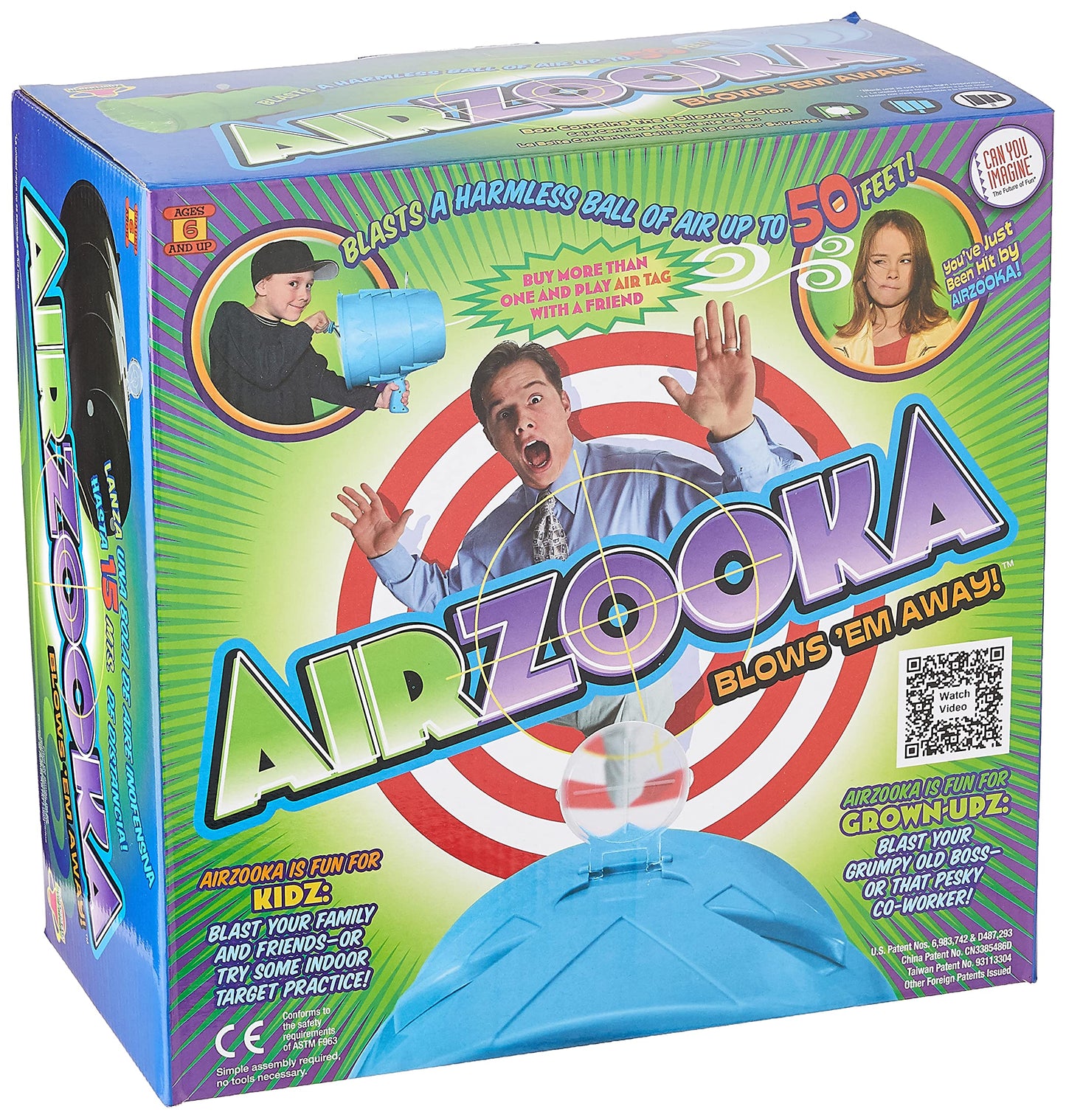 Airzooka Toysmith, Blast A Harmless Ball Of Air Toy, Green, All Ages - Adults Too Small