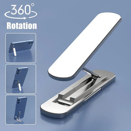 Mini Metal Folding Phone Holder, 360° Rotating Desktop Stand