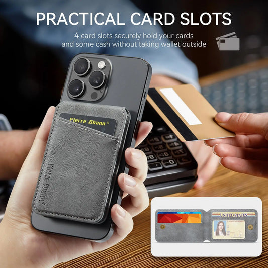 Magnetic Phone Wallet PU Leather Card Holder