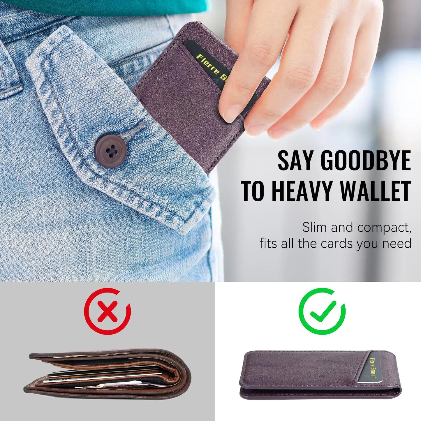 Magnetic Phone Wallet PU Leather Card Holder