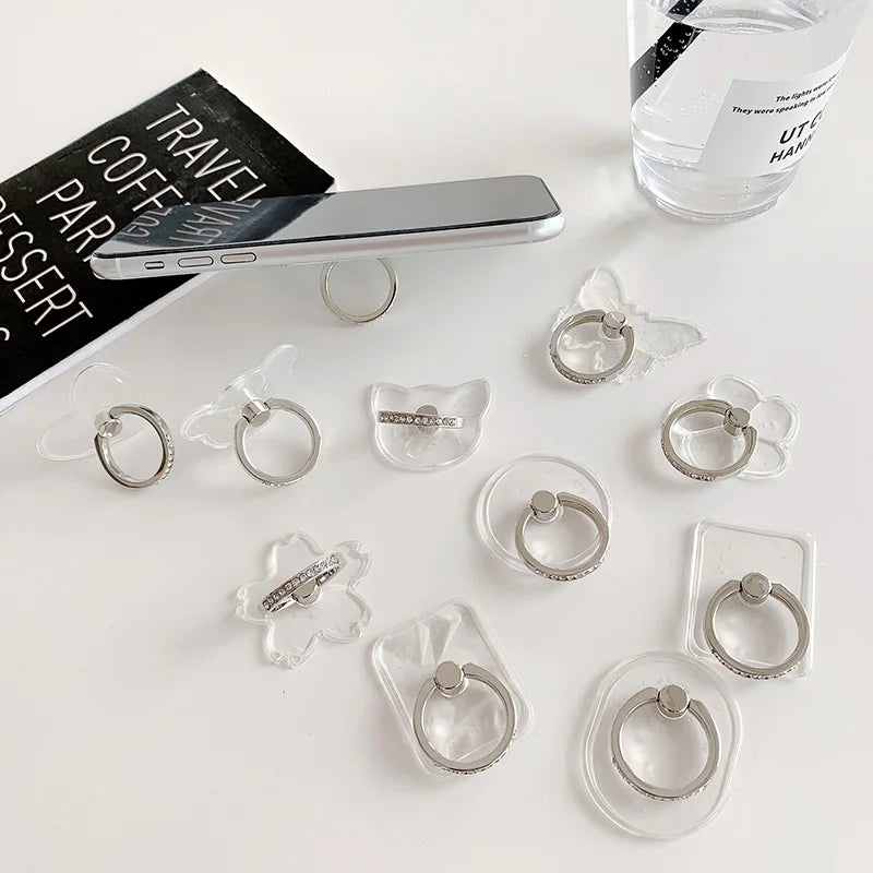 Transparent Diamond Phone Ring Holder Stand