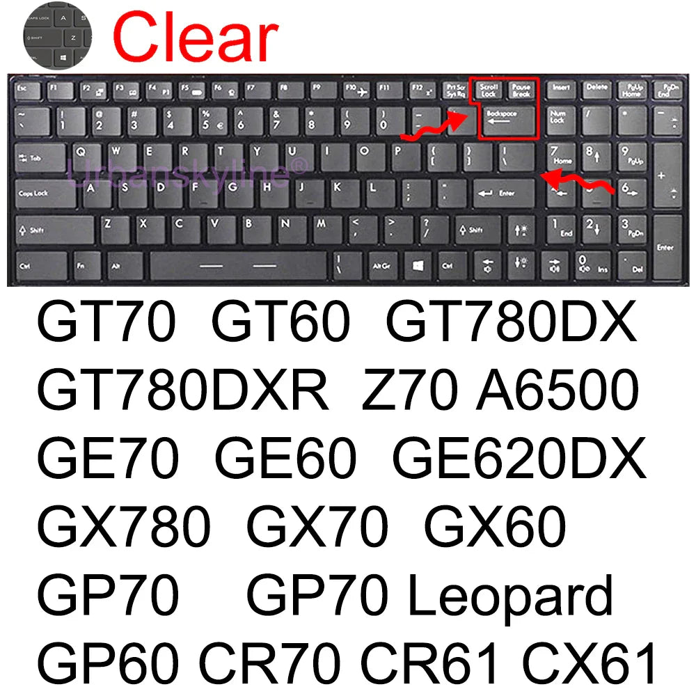 MSI GF65/GF63 Keyboard Silicone Cover